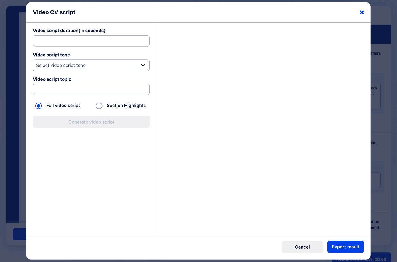 Video Cv Script Animation shows that users can enter criteria to generate scripts with ...
